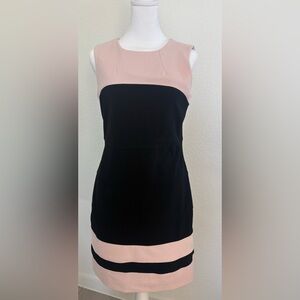 Tommy Hilfiger Black and Light Pink Sleeveless Colorblock Midi Dress